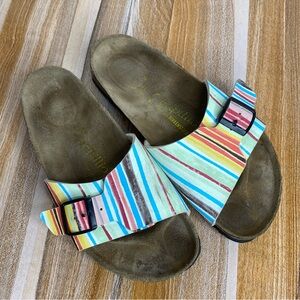 Birkenstock Papillio Catalina Pastel Striped Pattern Sandals Size EU38 US 7.5